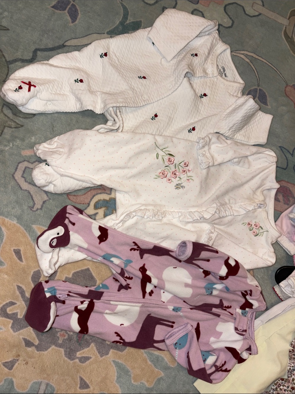 Baby Floral and Pink Animal Print Sleepwear Bundle